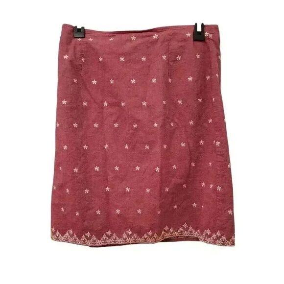 High Sierra Women's Heather Red Cotton White Embroidered Mini Wrap Skirt - Picture 2 of 10